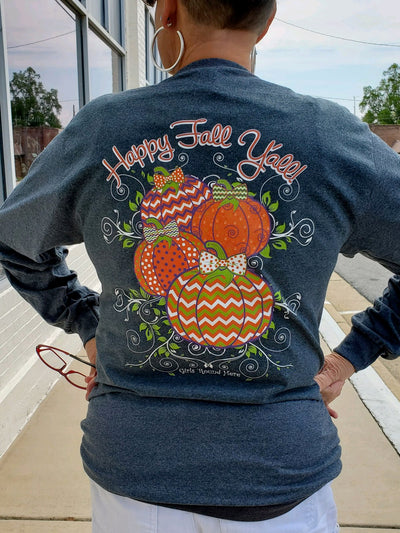 Girls 'Round Here Happy Fall Y'all - Dark Heather