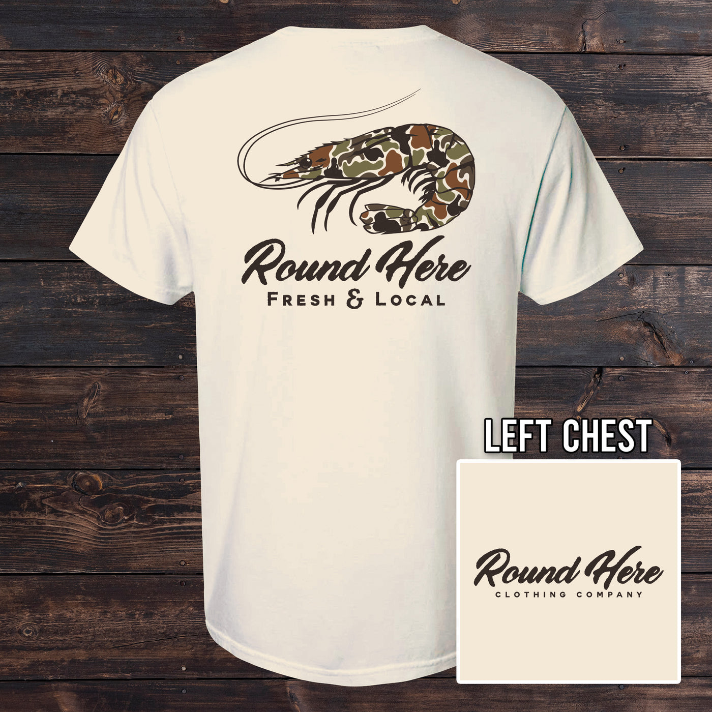 'Round Here Clothing Duck Camo Shrimp