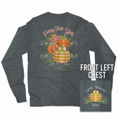Girls 'Round Here Happy Fall Y'all - Dark Heather