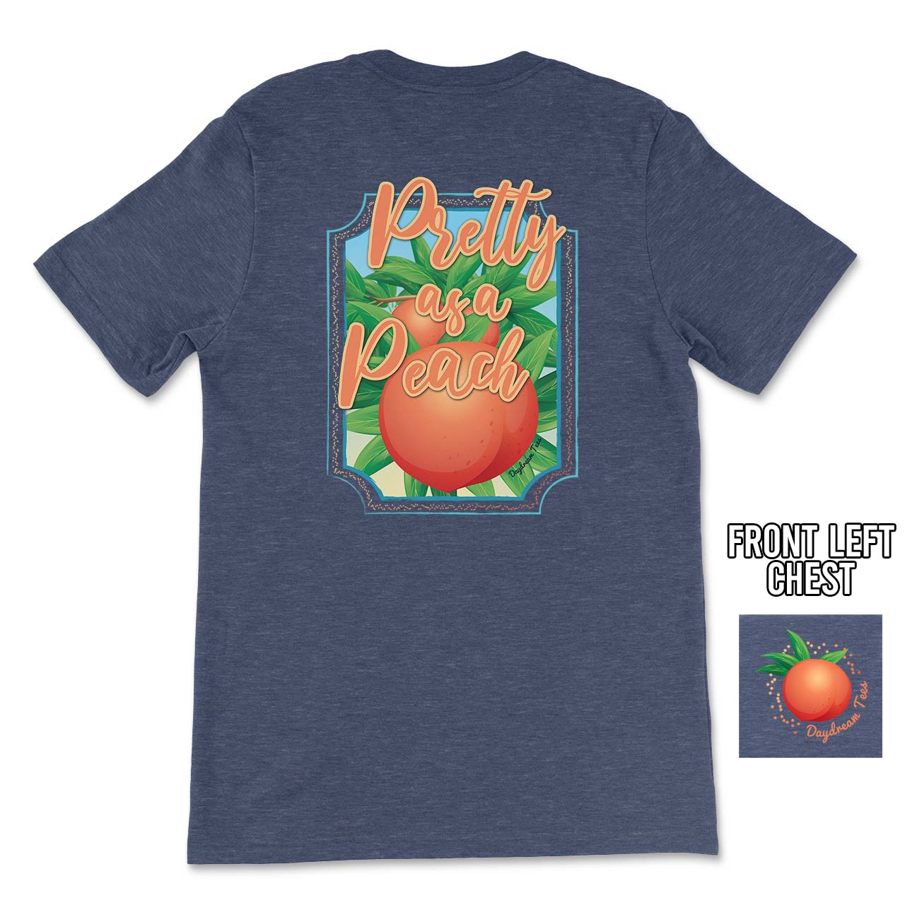 Daydream Tees Pretty as a Peach Navy Heather